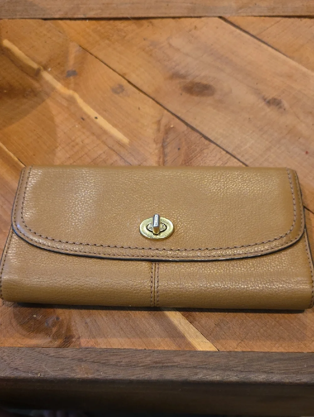 Coach Tan Full Size Pebble Leather Wallet